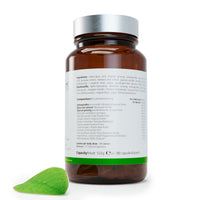 Back view of a MAAX Boost supplement bottle showing the ingredients list, nutritional composition in English and German, and product capacity of 180 capsules.